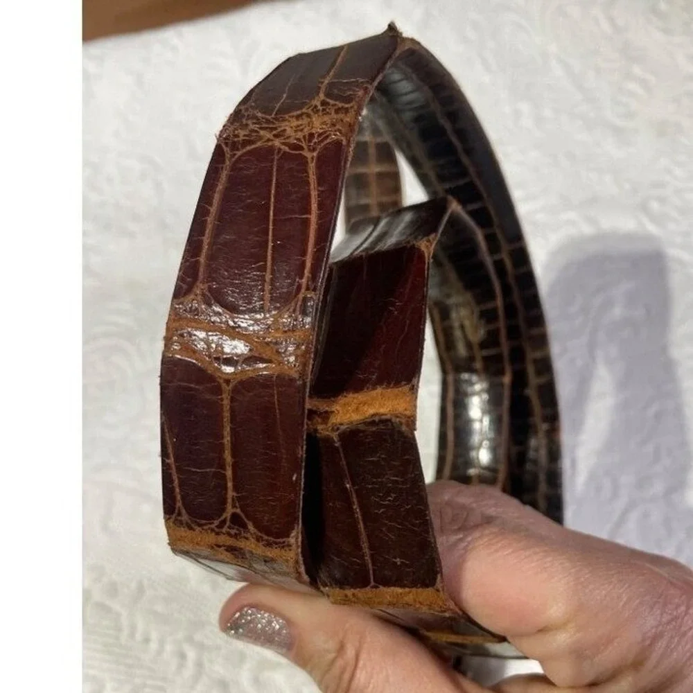 Hirdes of New Orleans Genuine Alligator Belt Brown Vintage‎ Washer Bros 32 34